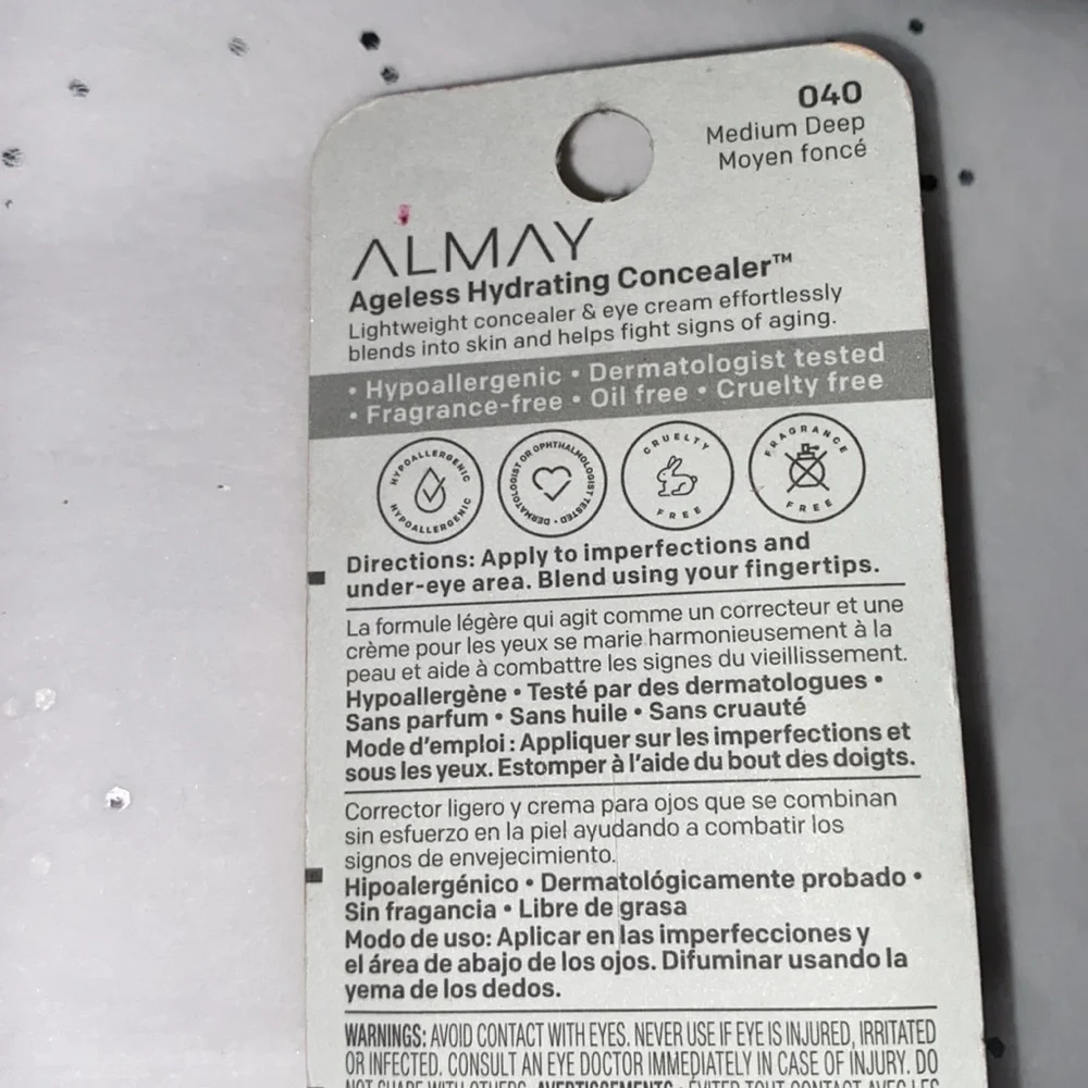 Almay Ageless hydrating Concealer stick Face Hyaluronic Acid 040 medium deep